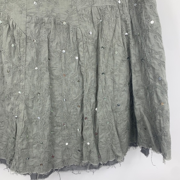 Fossil womens 4 skirt cotton sequins layered frayed hems romantic boho cottage - Picture 9 of 10